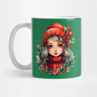 Holly cute girl Christmas Mug